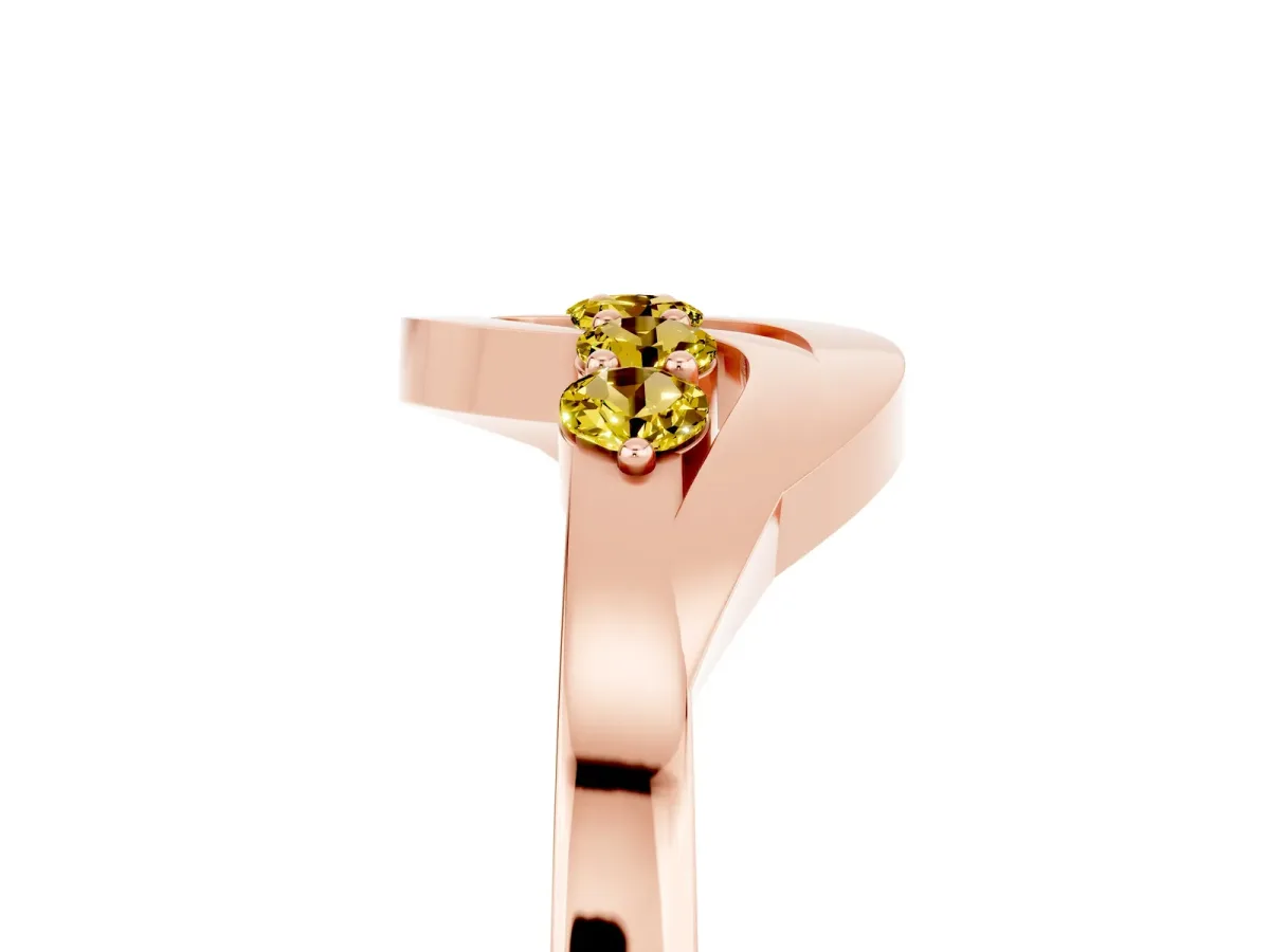 Five-Stone Round Yellow Sapphire Crossover Band with Prong Setting Rose gold