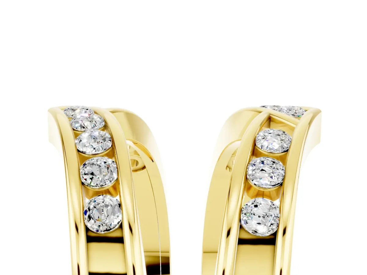 Round Moissanite Channel-Set Chevron Band Yellow gold
