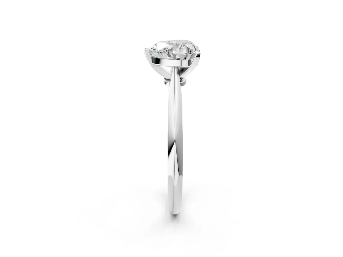 Heart Cut Diamond Solitaire Engagement Ring with Classic Band and Four-Prong Setting Silver