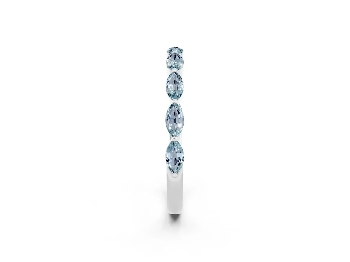 Marquise Aquamarine Half Eternity Band with Prong Setting Silver