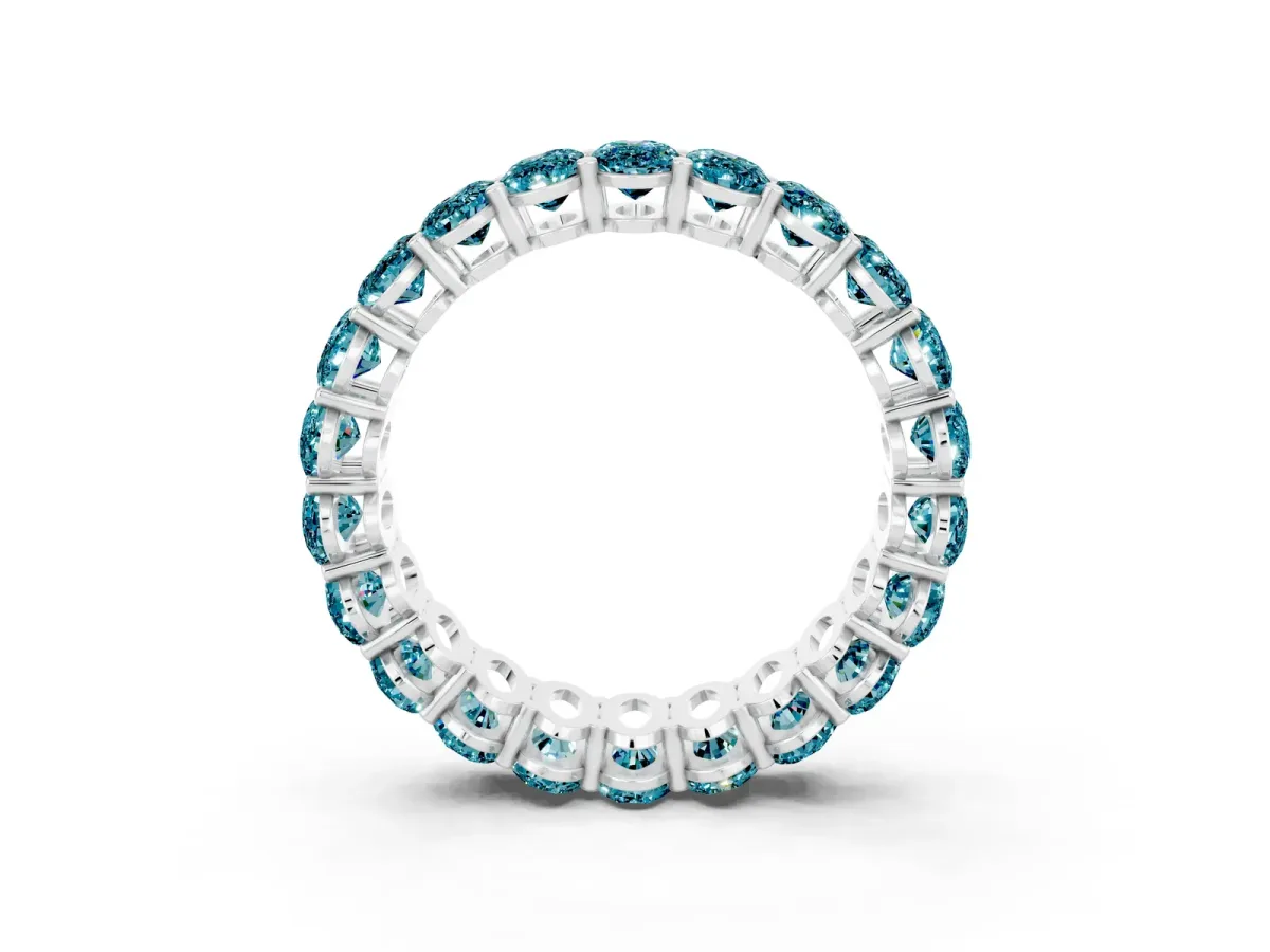 Oval Cut Blue Topaz Eternity Band with Shared Prong Setting Silver