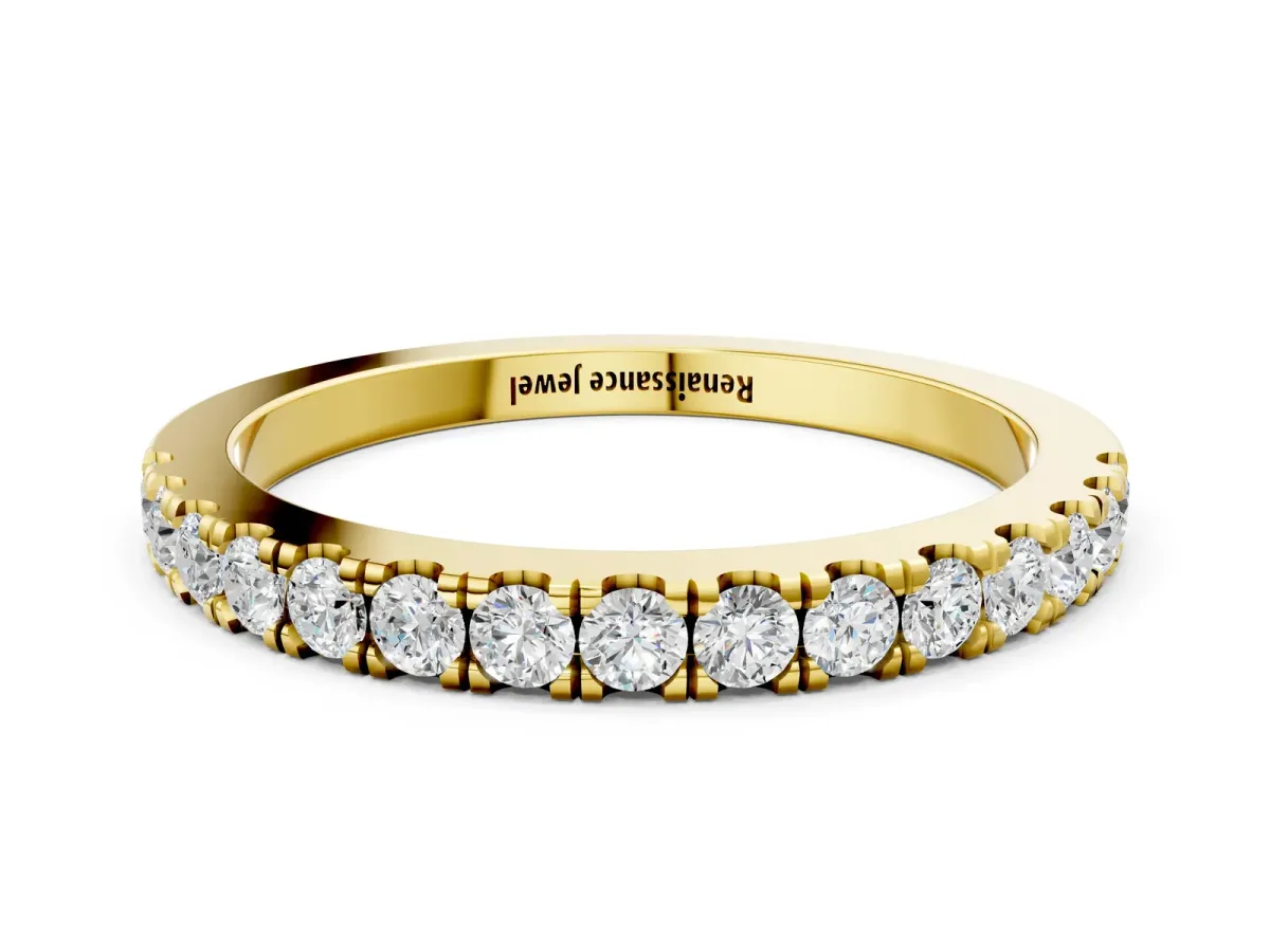 Round Diamond Eternity Band with Prong Setting Yellow gold