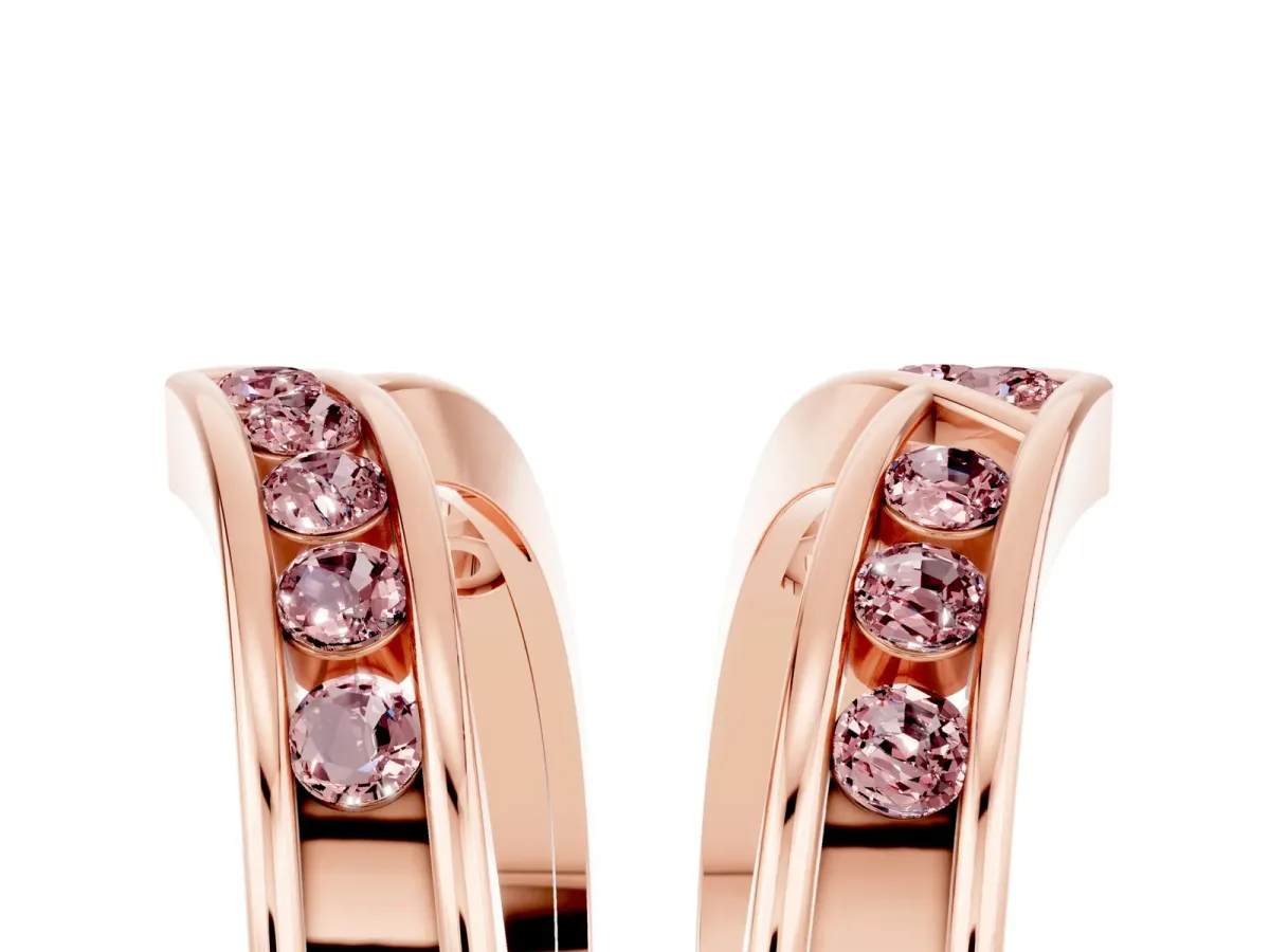 Round Morganite Channel-Set Chevron Band Rose gold