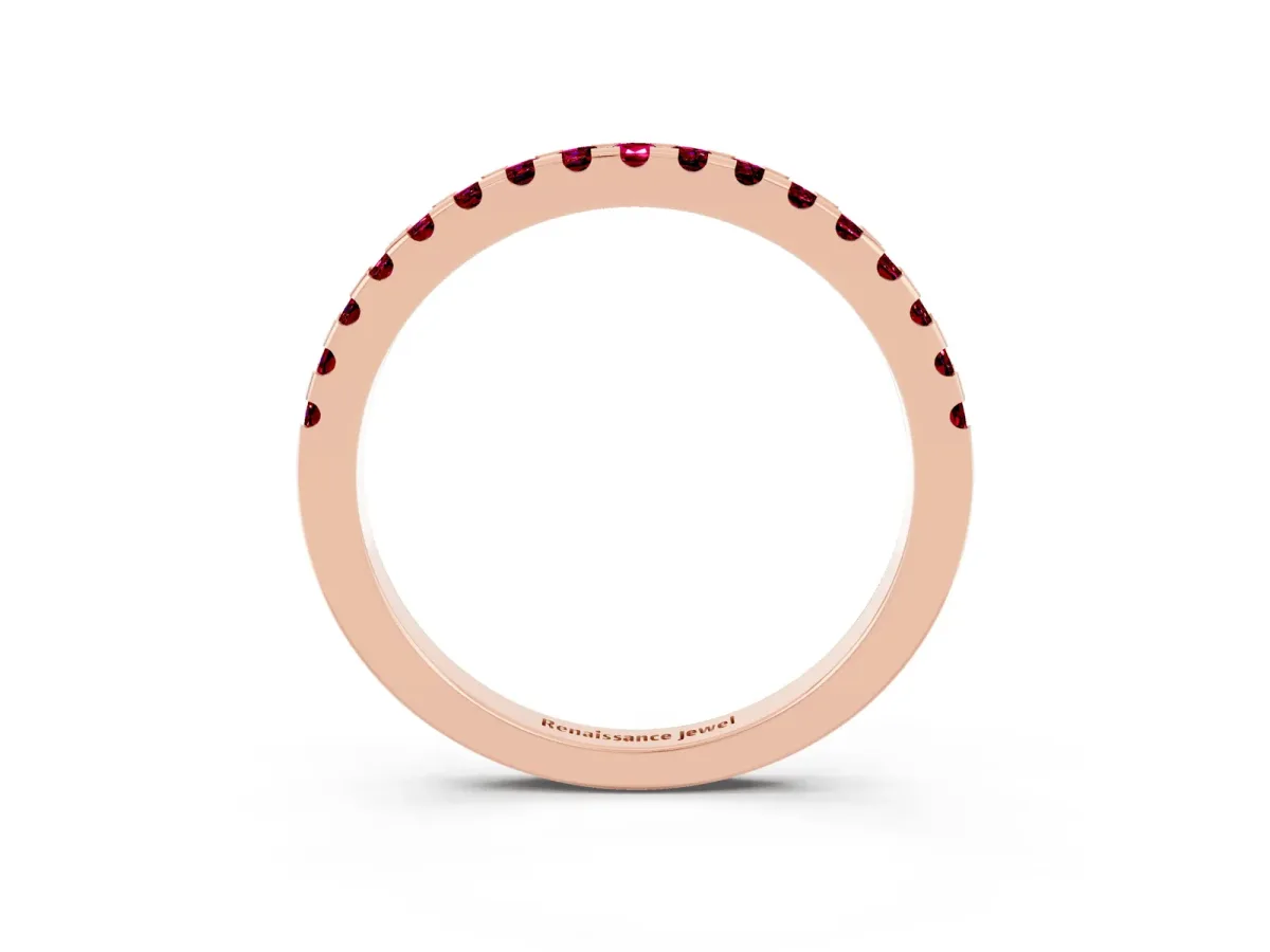 Round Garnet Pavé Set Eternity Band with Micro Prong Setting Rose gold