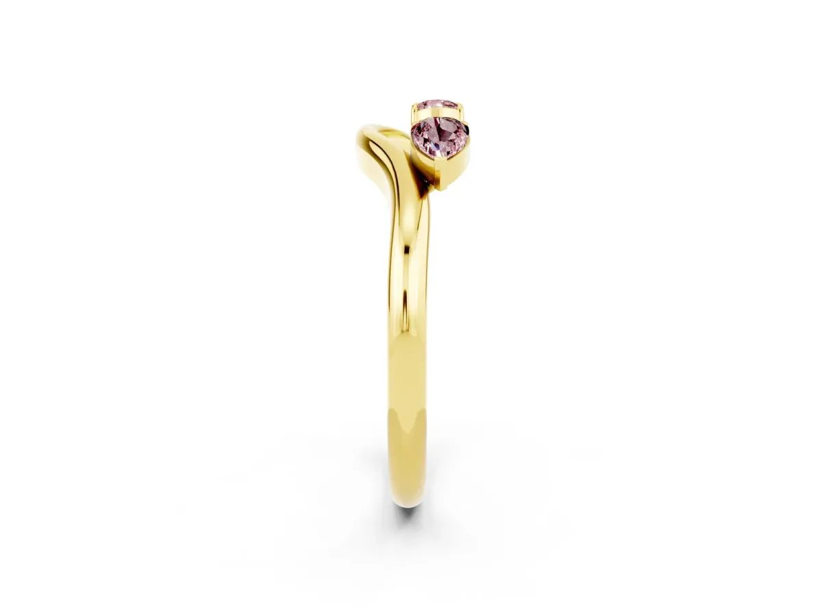 Pear Cut Morganite Two-Stone Open Band Ring with Prong Setting Yellow gold