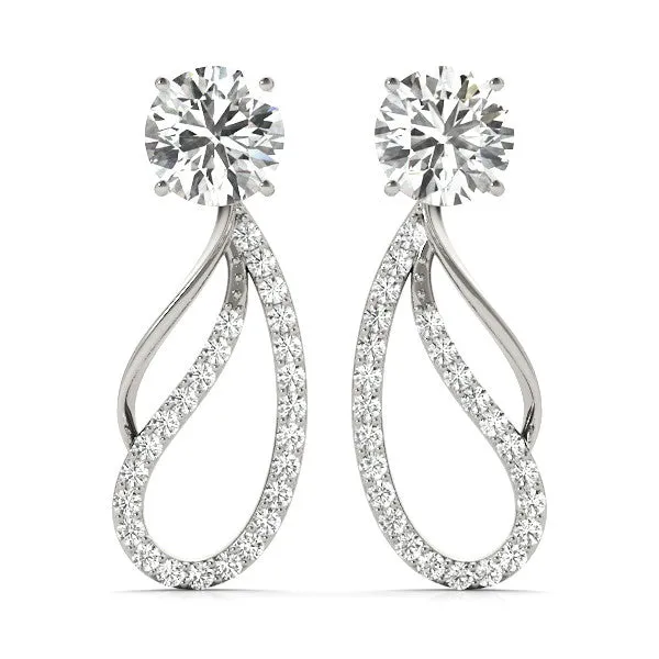 Round Cut Prong Set Diamond Infinity Drop Earrings Silver