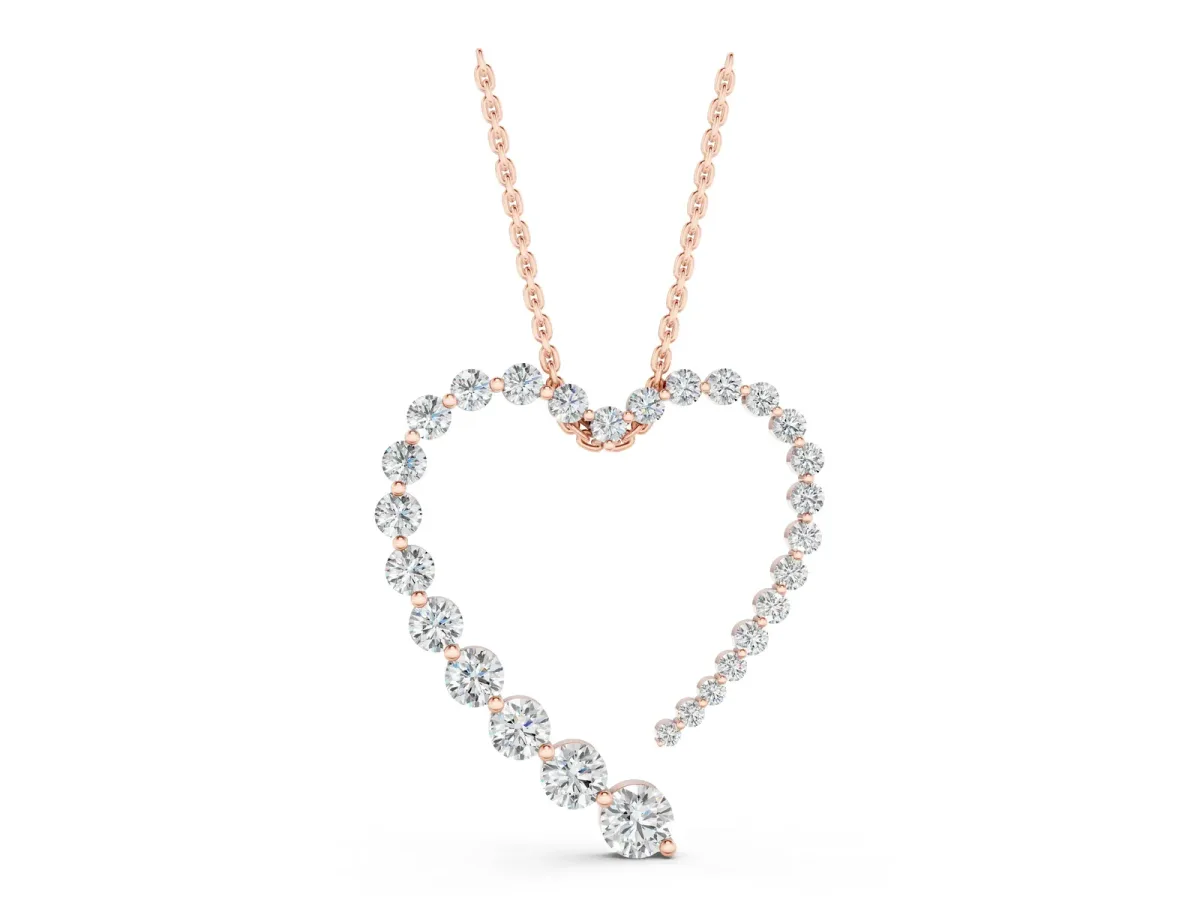 Round Diamond Heart Pendant with Prong Setting Rose gold