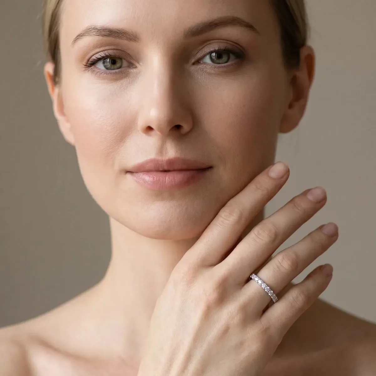 Round Diamond Pavé Set Eternity Band with Micro Prong Setting White gold