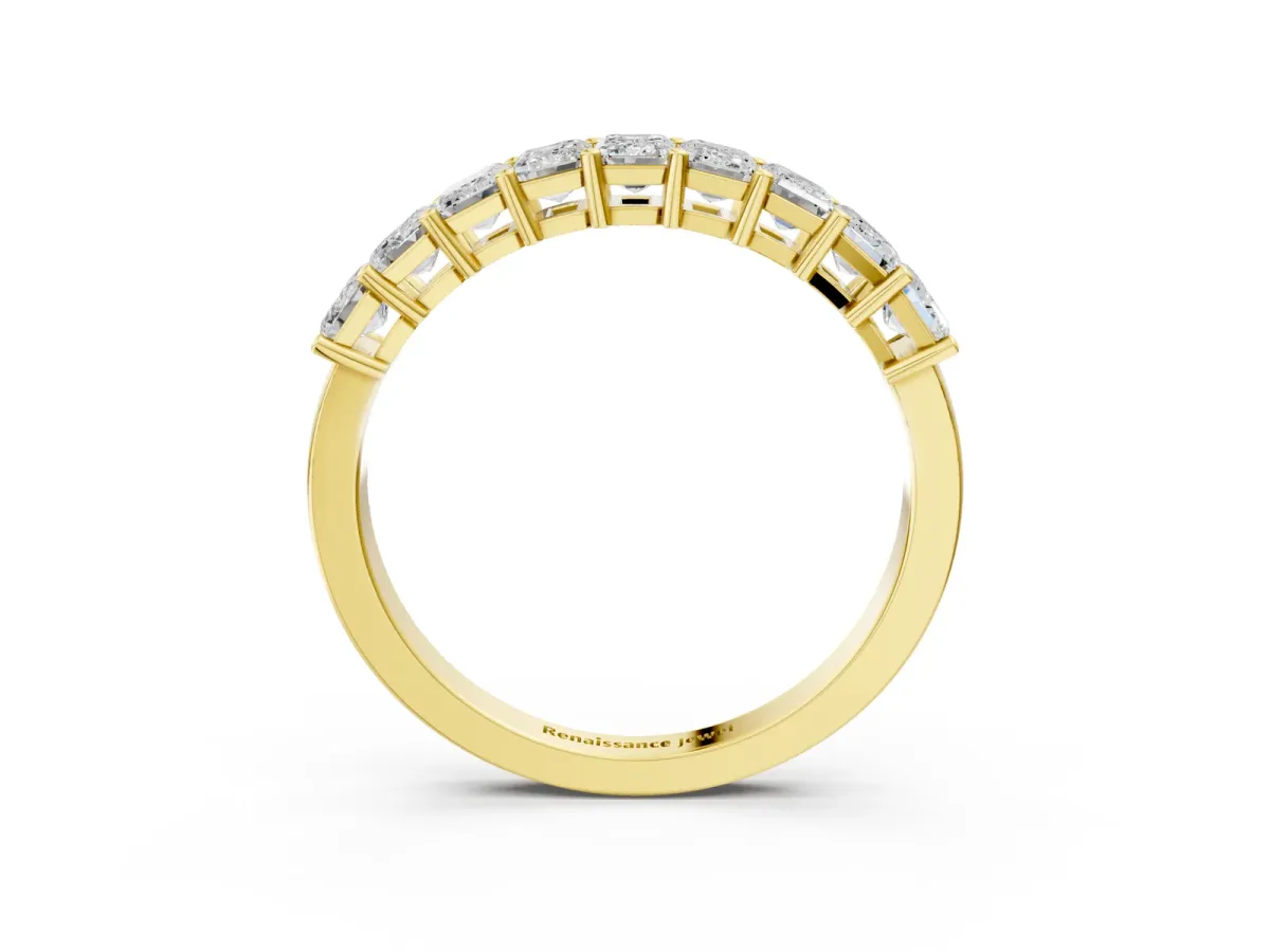 Emerald Cut Diamond Prong-Set Eternity Band Yellow gold