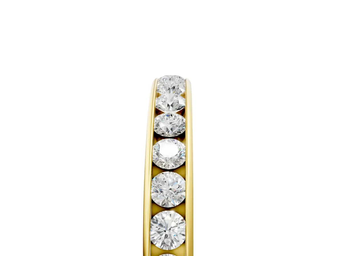 Round Cut Diamond Channel Set Eternity Band Yellow gold