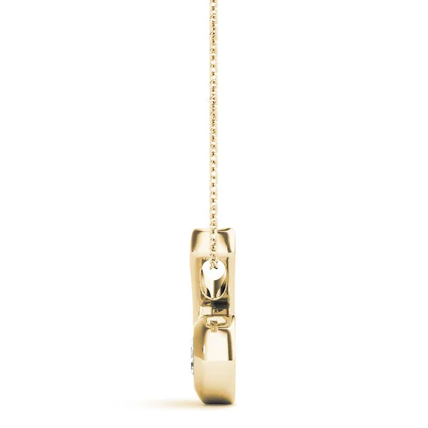 Round Diamond Bezel Set Swirl Pendant Yellow gold