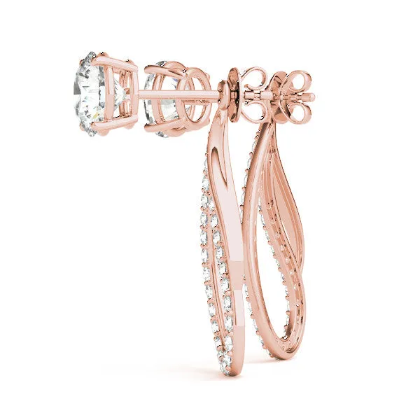 Round Cut Prong Set Diamond Infinity Drop Earrings Rose gold