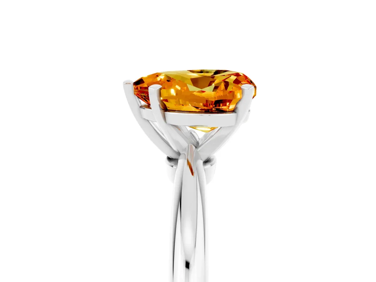 Heart Cut Citrine Solitaire Ring with Six-Prong Setting and Classic Band Silver