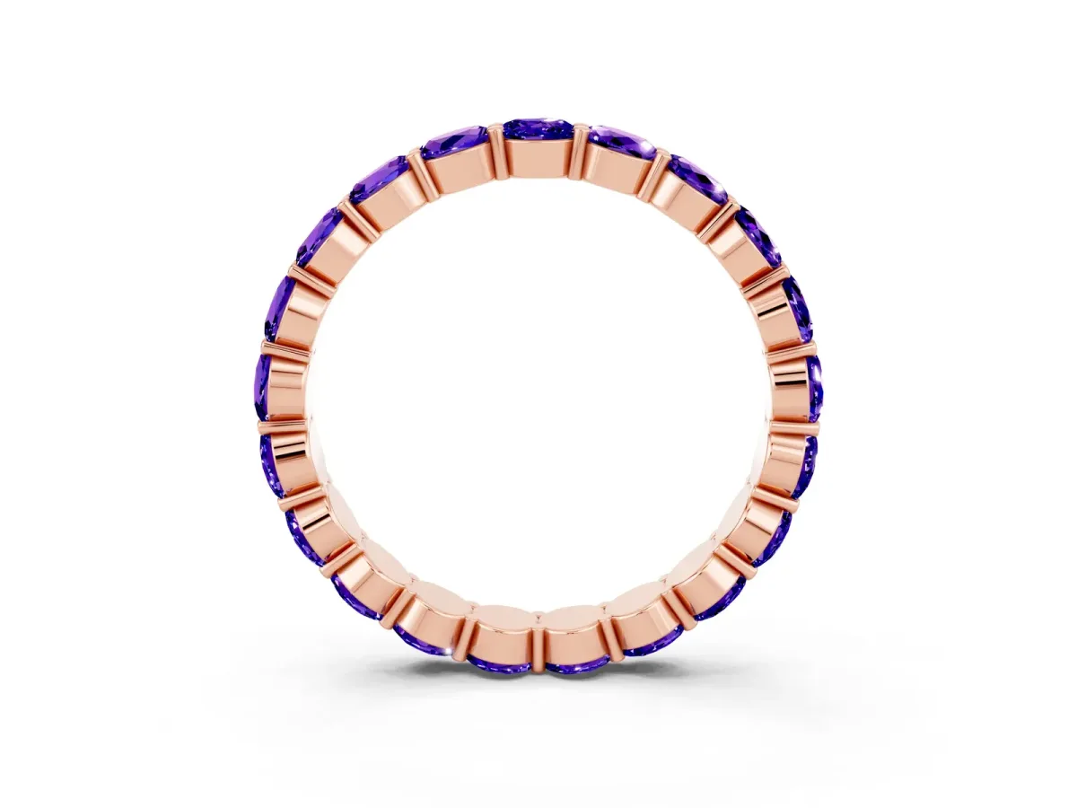 Round Tanzanite Eternity Band with U-Prong Setting Rose gold