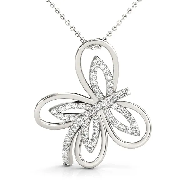 Pavé Diamond Marquise Butterfly Pendant White gold
