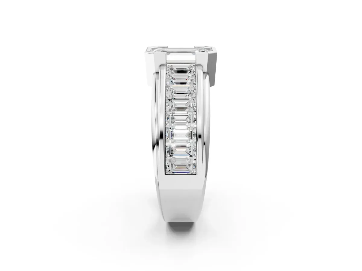 Emerald Cut Diamond Side Stone Engagement Ring Platinum