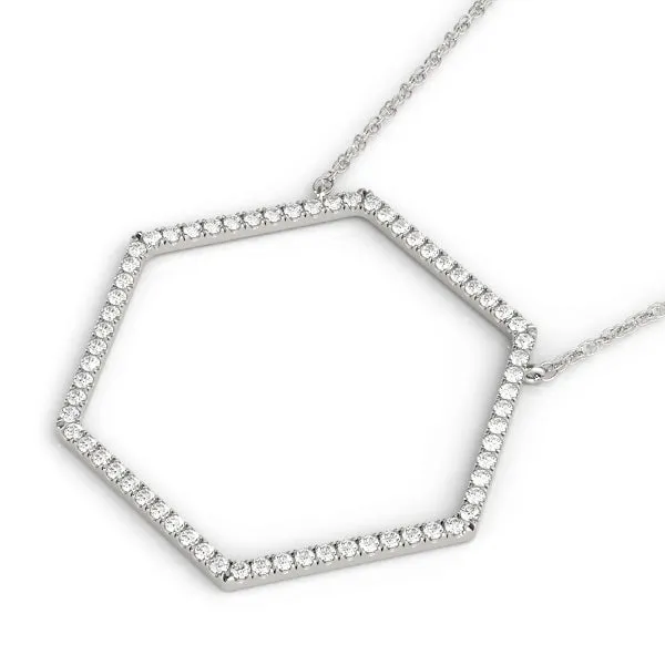 Hexagon Diamond Pavé Prong Pendant Silver