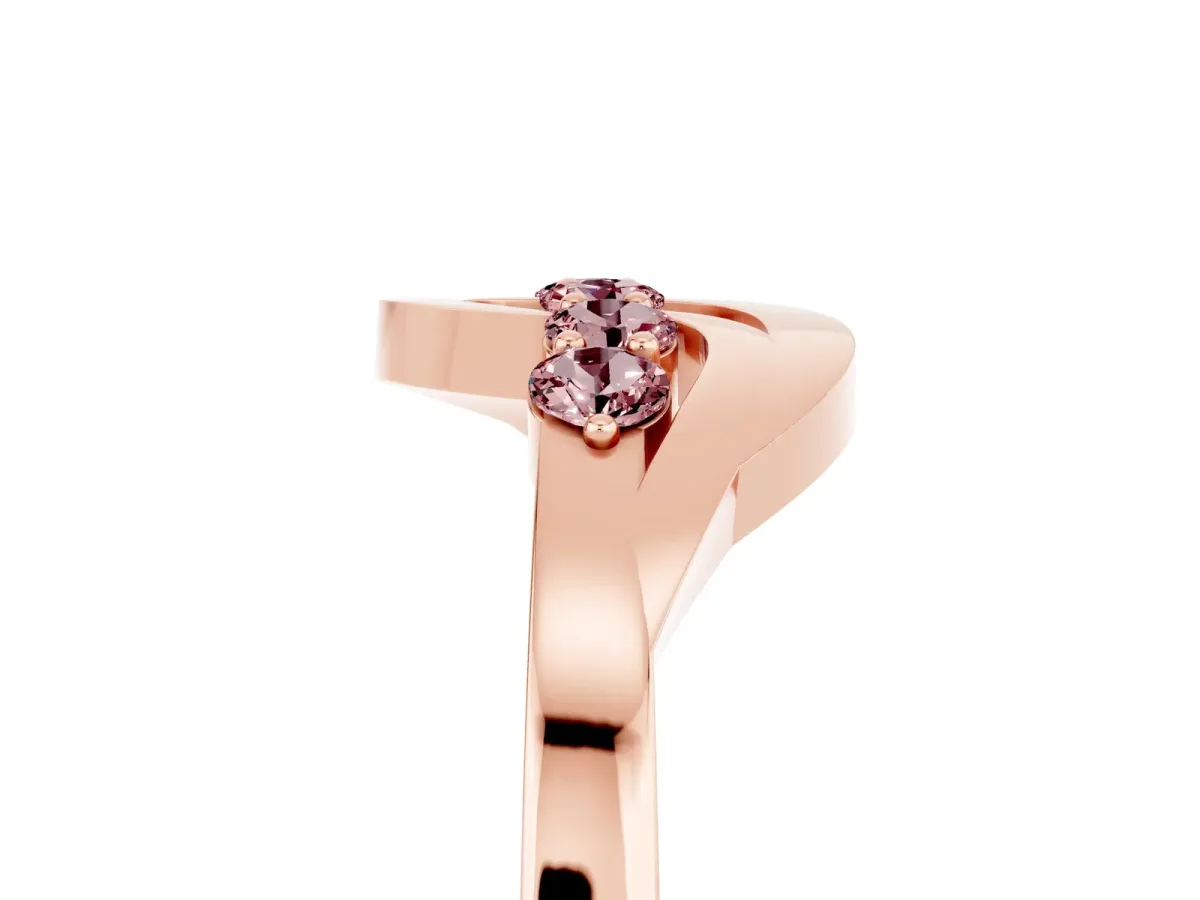 Five-Stone Round Morganite Crossover Band with Prong Setting Rose gold