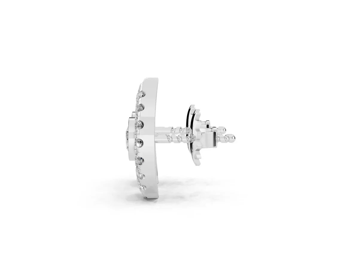 Round Diamond Evil Eye Stud Earrings Silver