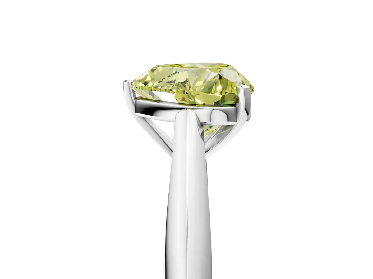 Fancy Yellow Heart Cut Diamond Solitaire Engagement Ring with Cathedral Setting and Four-Prong Mount Silver