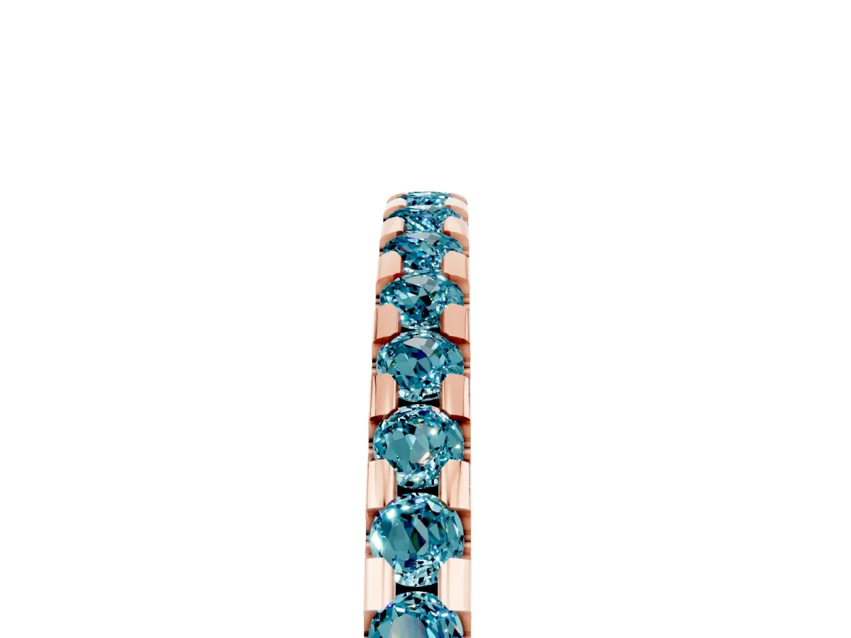 Round Blue Topaz Pavé Set Eternity Band with Micro Prong Setting Rose gold