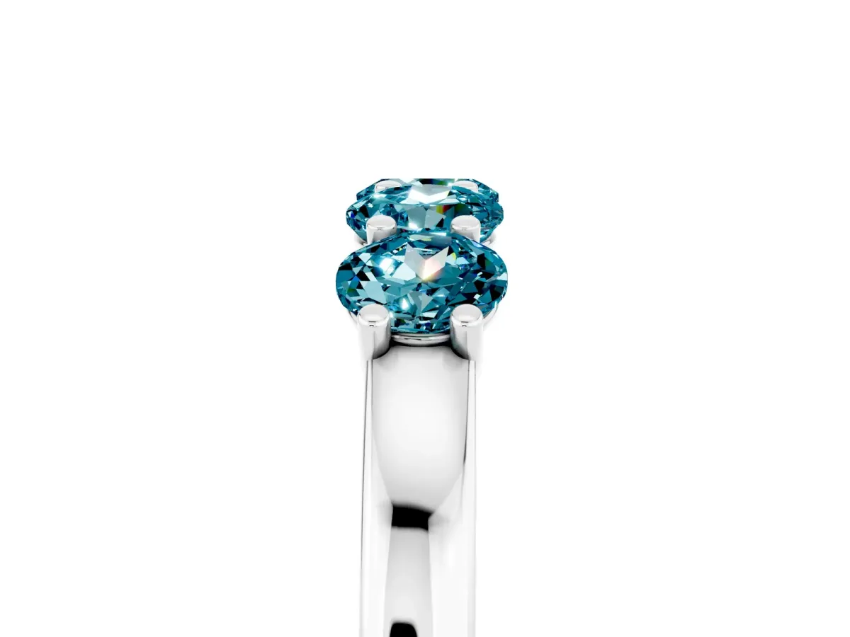 Four-Stone Round Blue Topaz Prong-Set Band Silver