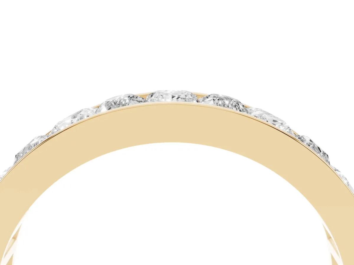 Princess Diamond Channel Set Promise Ring with Round Diamond Accents Yellow gold