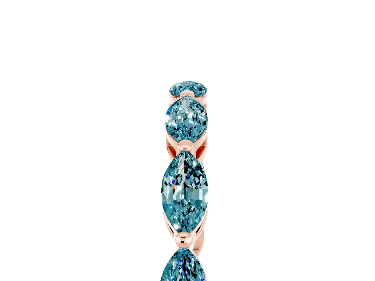 Marquise Blue Topaz Eternity Band with U-Prong Setting Rose gold