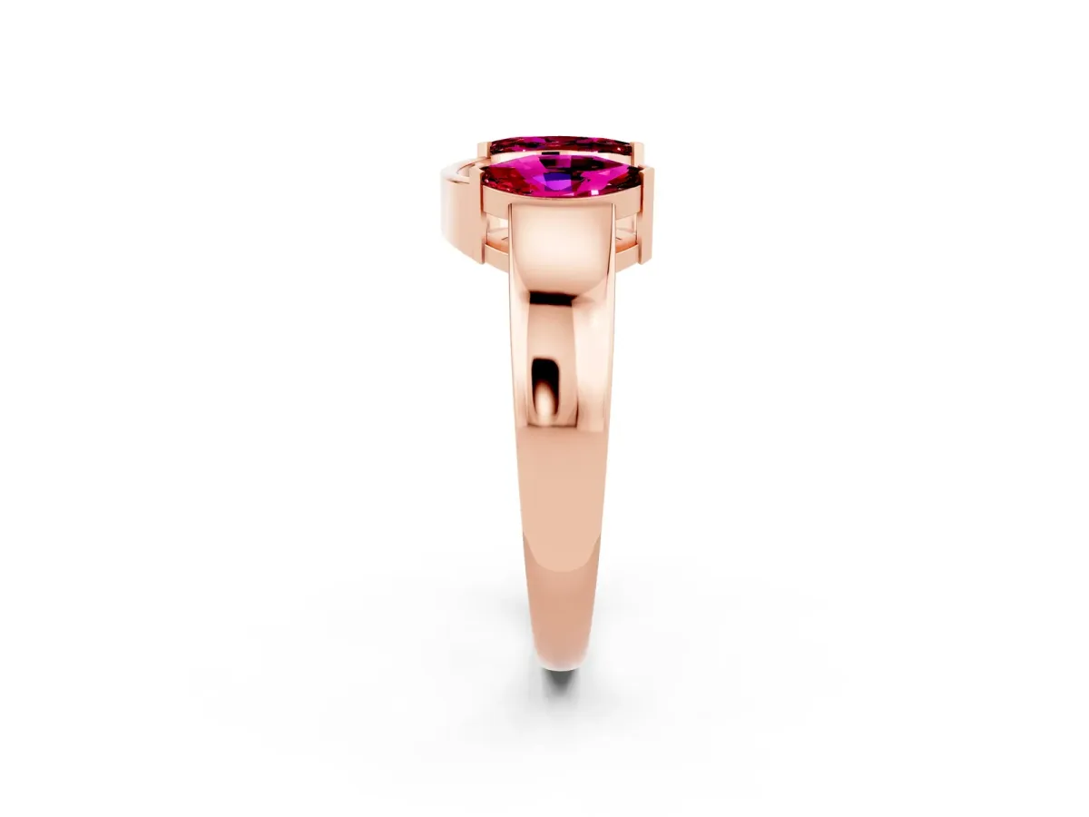 Marquise Garnet Open Band Ring with Tension Setting Rose gold