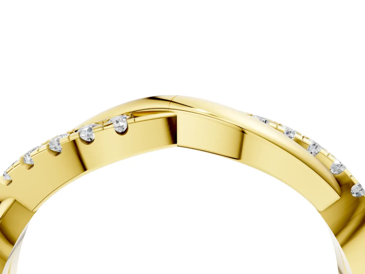 Round Diamond Twisted Infinity Band with Prong Setting Yellow gold