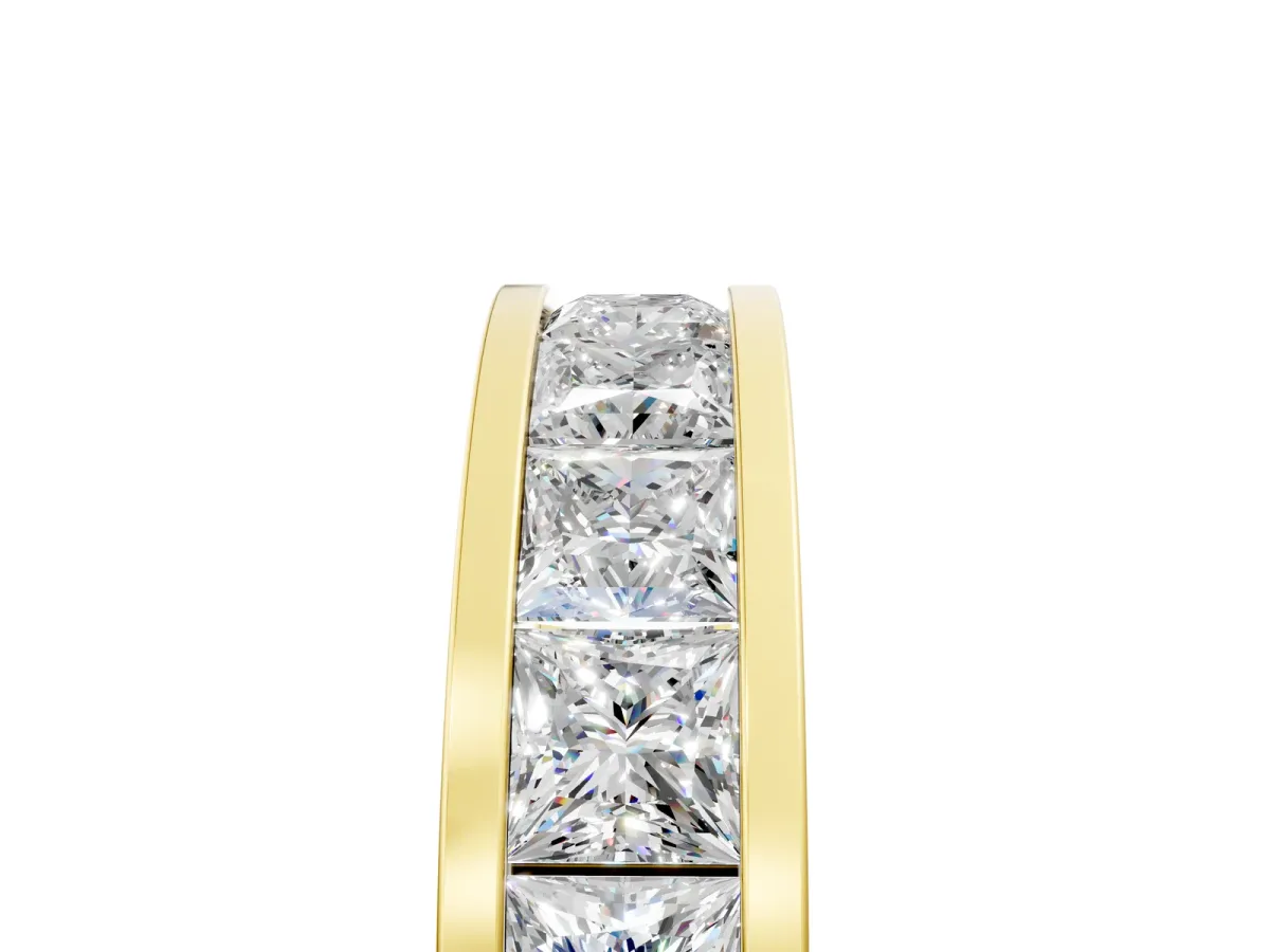 Princess Cut Eternity Band with Channel Set Yellow gold