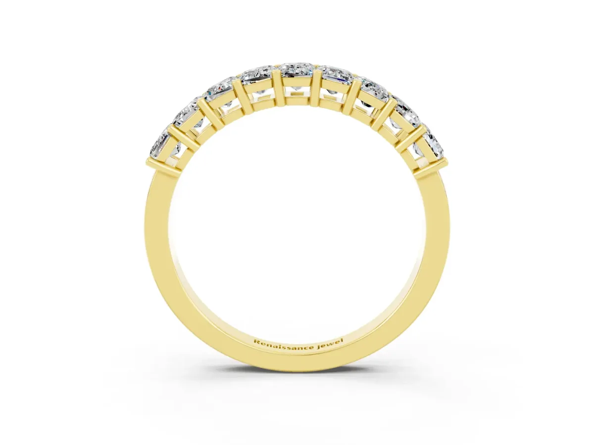 Emerald Cut Moissanite Prong-Set Eternity Band Yellow gold