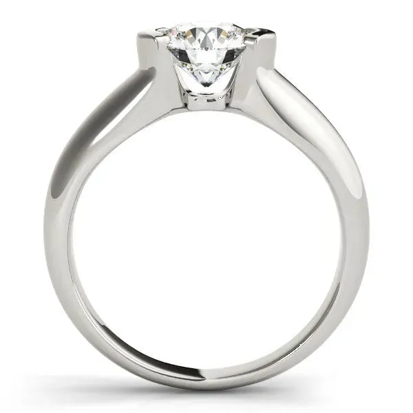 Radiant Cut Solitaire Tension Set Diamond Ring with Split Shank Band Platinum