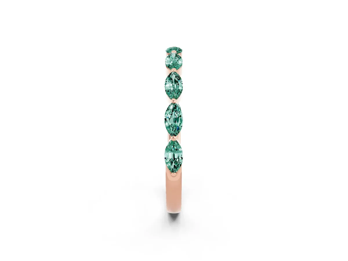 Marquise Green Sapphire Half Eternity Band with Prong Setting Rose gold
