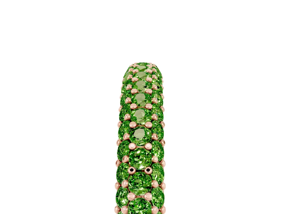 Round Peridot Pavé Eternity Band with Shared Prong Setting Rose gold