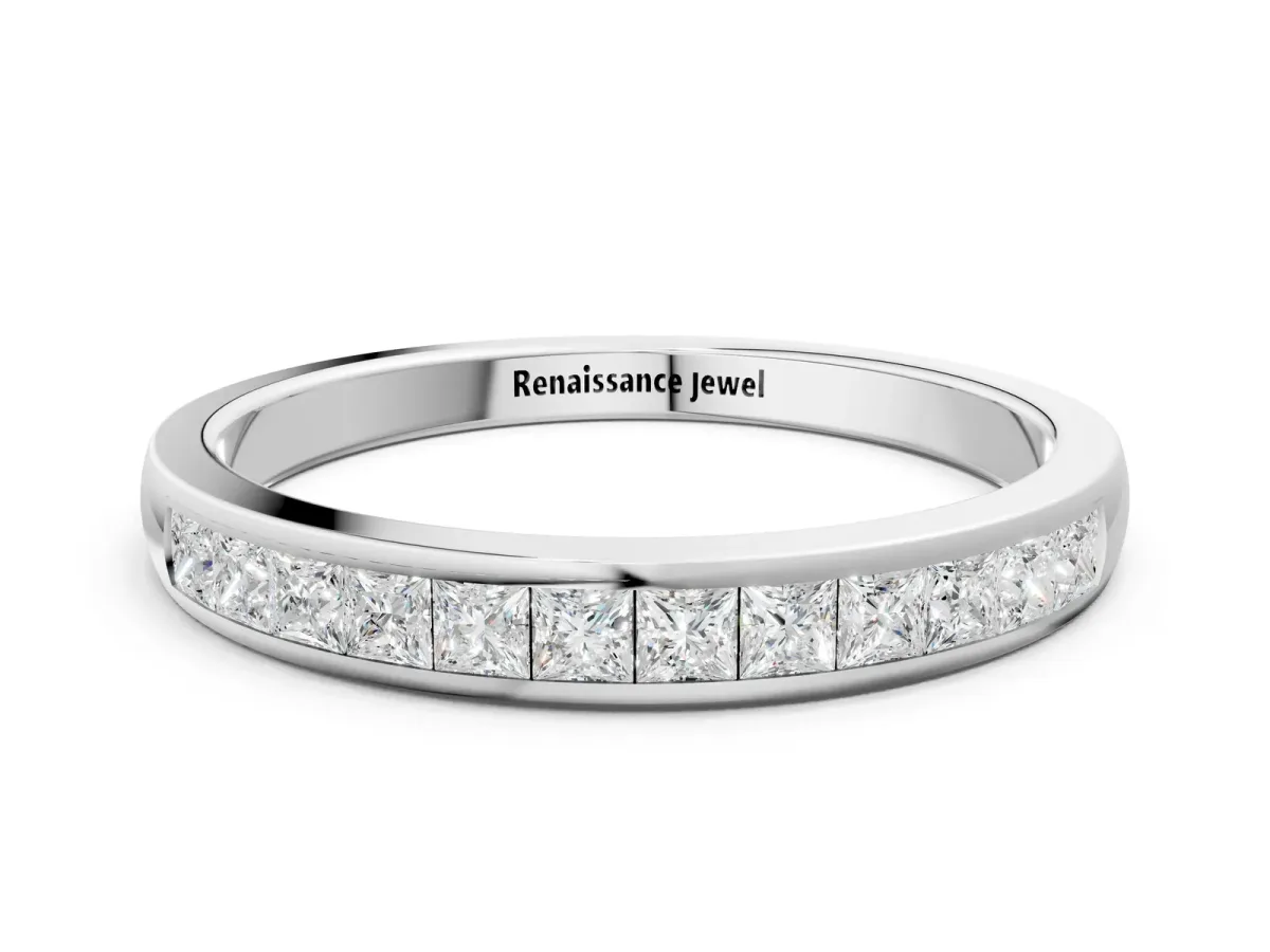 Princess Cut Channel Set Diamond Eternity Band Platinum