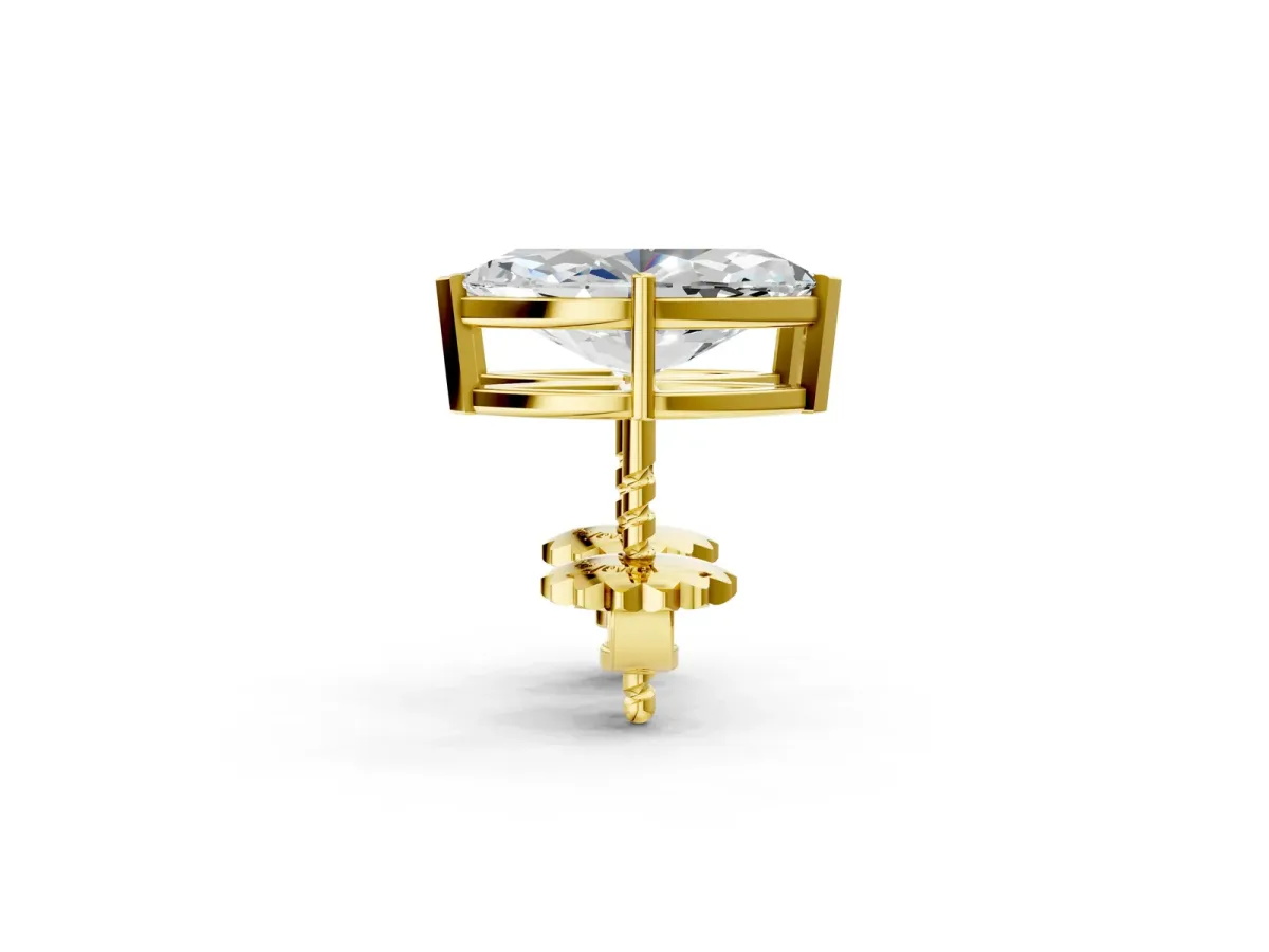 Marquise Cut Diamond Stud Earrings Yellow gold