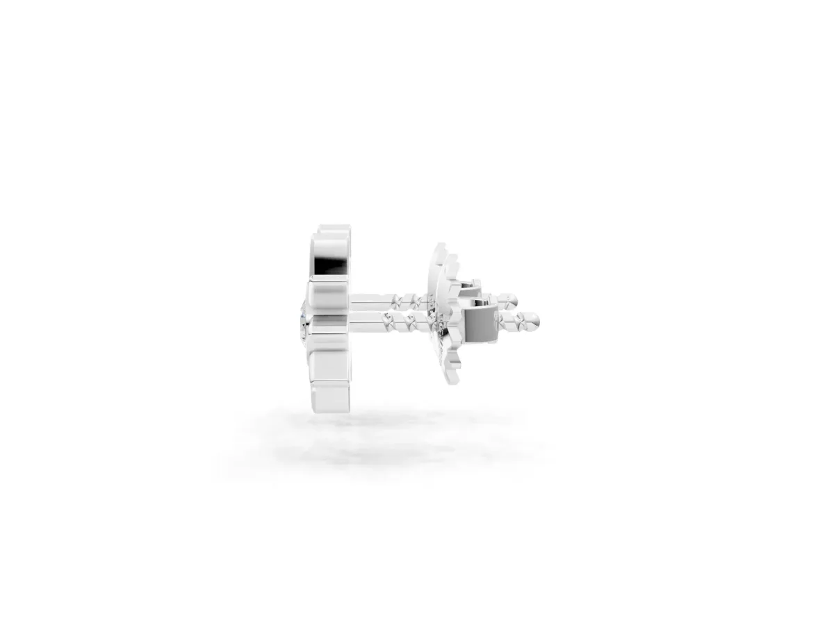 Round Diamond Sol Starburst Stud Earrings White gold