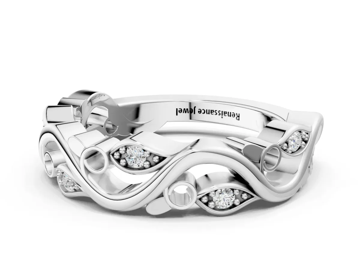 Marquise Diamond Vine Eternity Band with Bezel Setting White gold