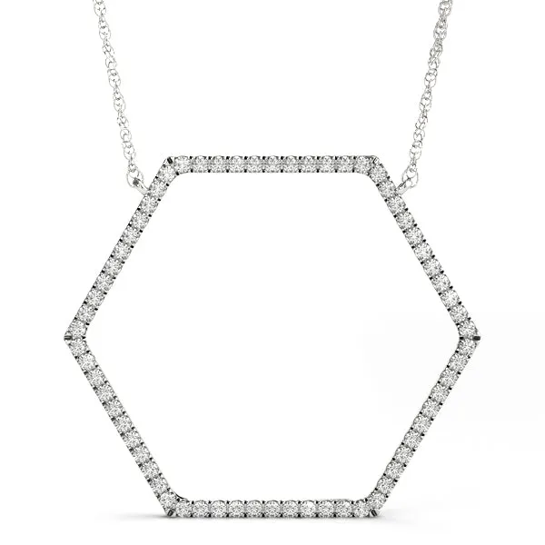 Hexagon Diamond Pavé Prong Pendant Silver