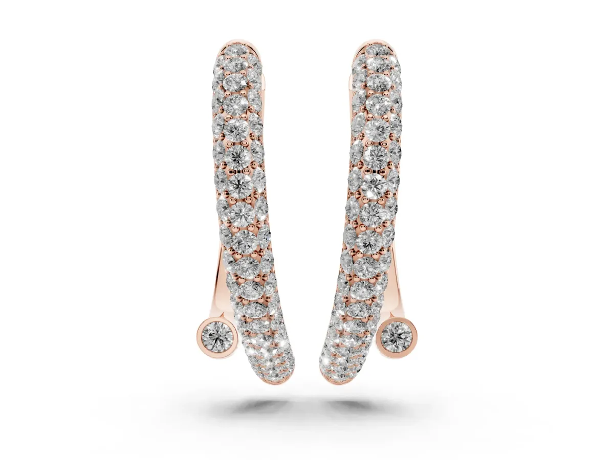 Round Diamond Vega Bypass Hoop Earrings Rose gold