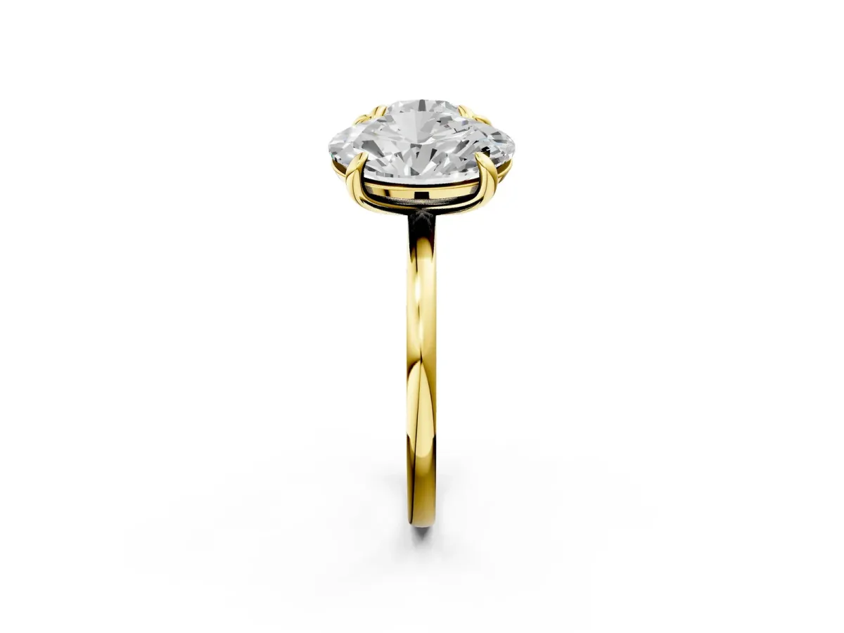 Round and Oval Toi Moi Ring with Prong Setting and Plain Band Yellow gold