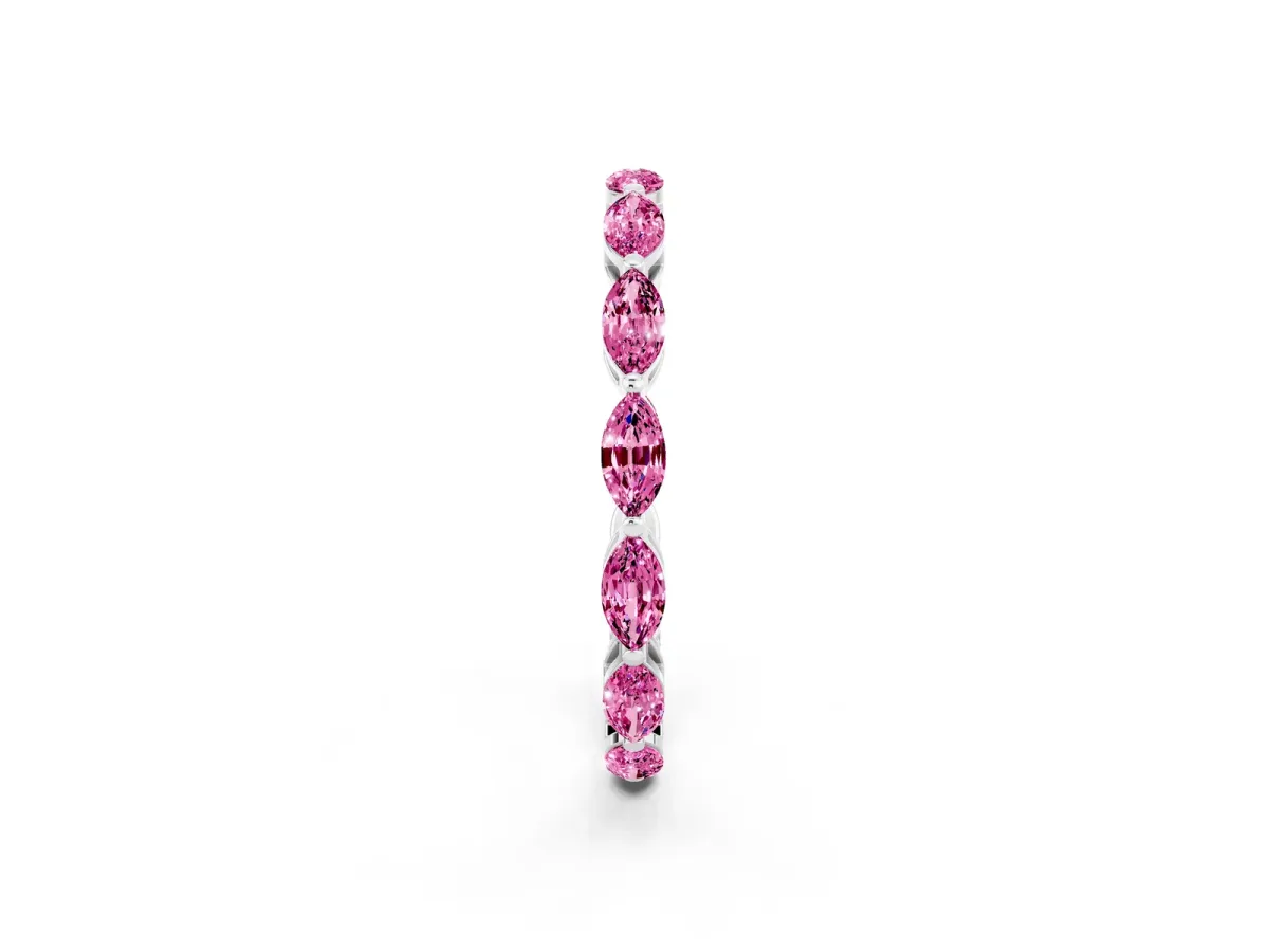 Marquise Pink Sapphire Eternity Band with U-Prong Setting Platinum