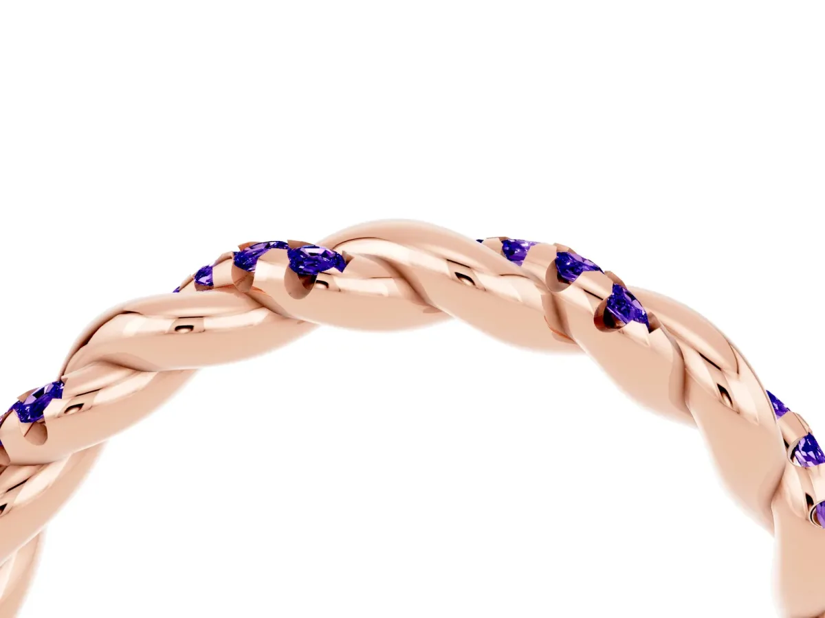 Twisted Pavé Round Tanzanite Eternity Band Rose gold