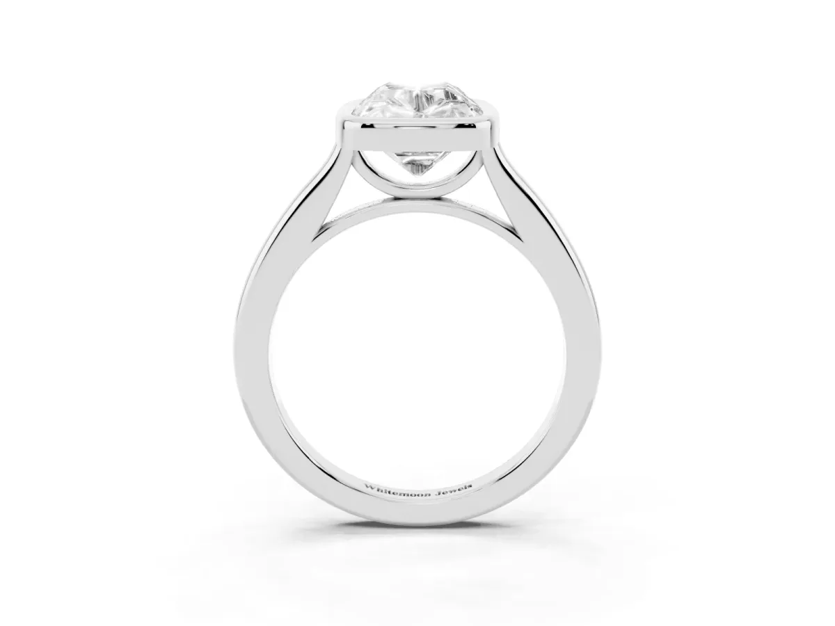 Old Mine Elongated Cushion Diamond Bezel Set Ring Platinum