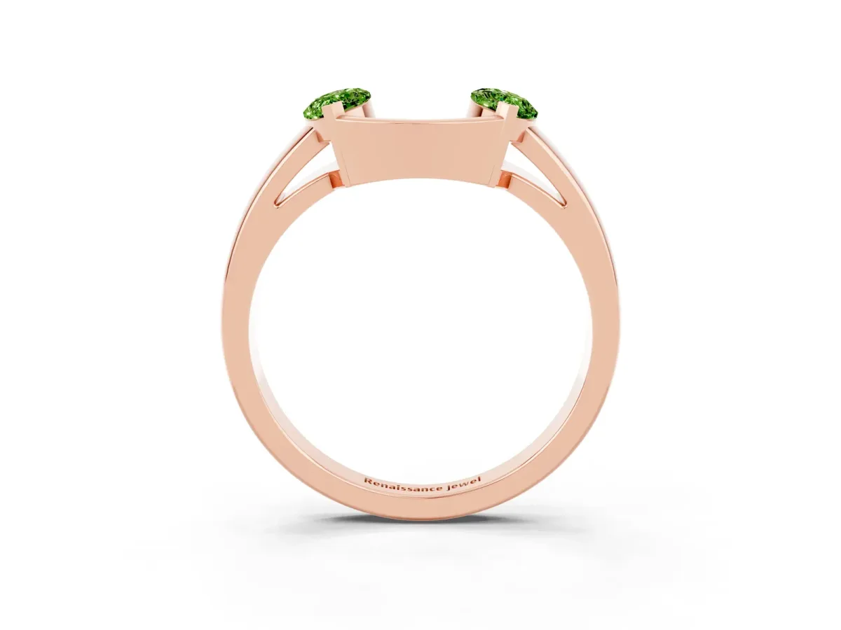Marquise Peridot Open Band Ring with Tension Setting Rose gold