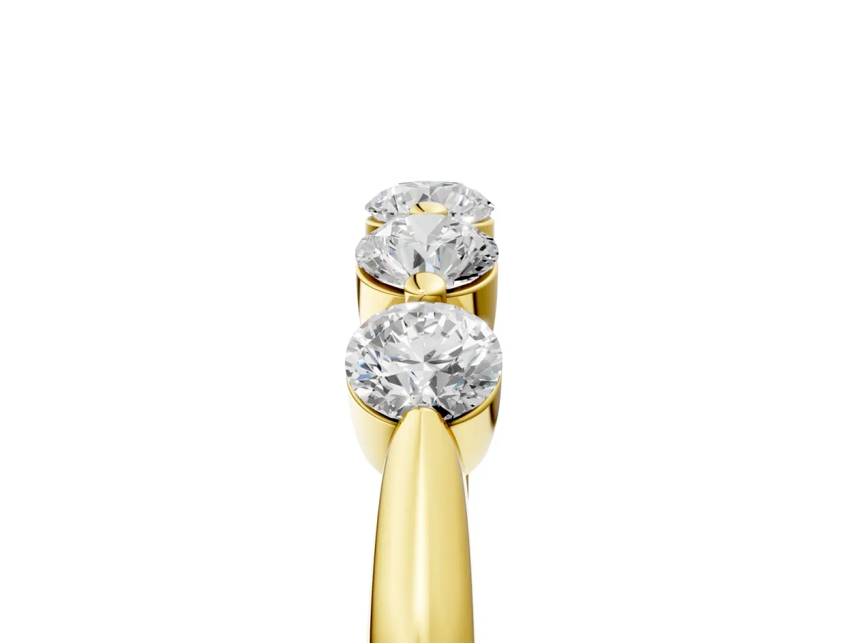 Five-Stone Round Diamond Half-Eternity Band with Prong Setting Yellow gold
