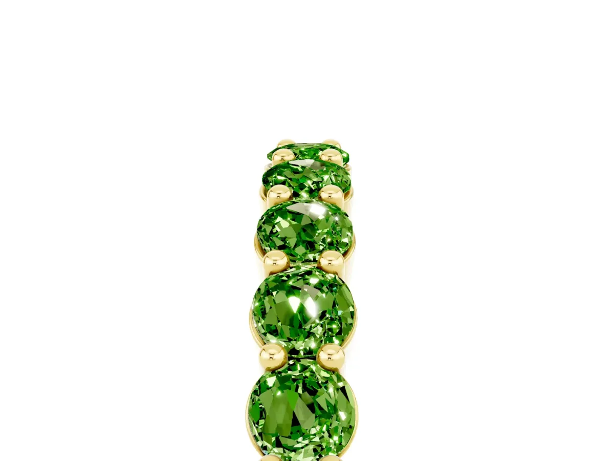 Round Peridot Half Eternity Band with Prong Setting Yellow gold