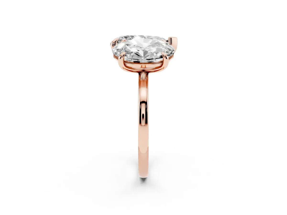 Oval and Pear Toi Moi Ring with Prong Setting and Plain Band Rose gold
