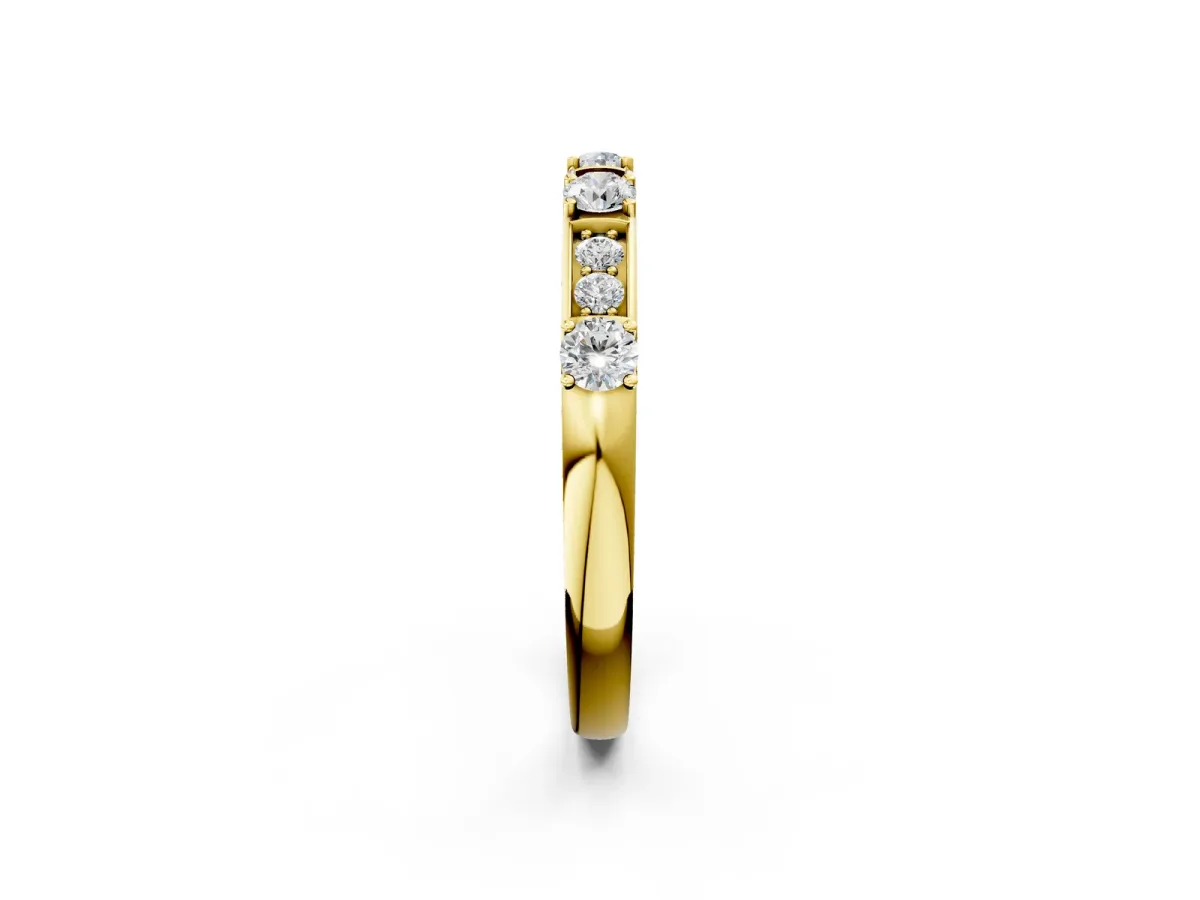 Round Diamond Channel Set Eternity Band with Prong Setting Yellow gold